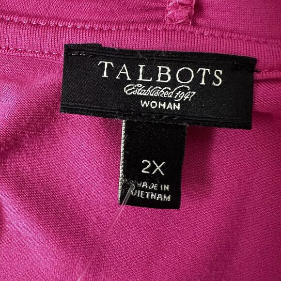 Talbots Cardigan Sweater Womens 2X Pink Open Light Weight Casual Layering - Picture 8 of 9